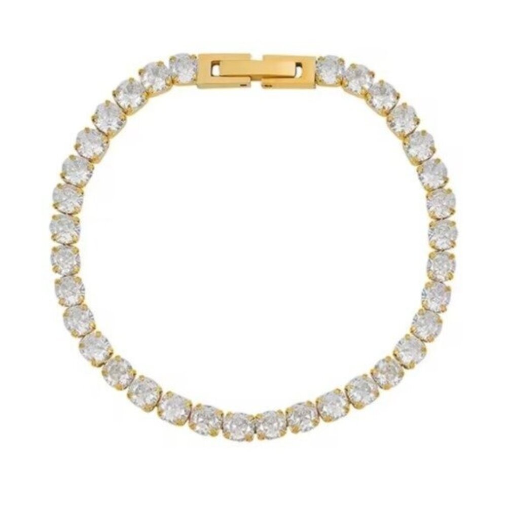 Waterproof Gold Tennis Bracelet Non Tarnish Everyday Jewelry GORGEOUS Bracelet